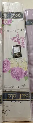 Тканина для постільної білизни Бязь "Gold" Lux GL3683pink (50м) фіолетові півонії на бежевому, фото 3
