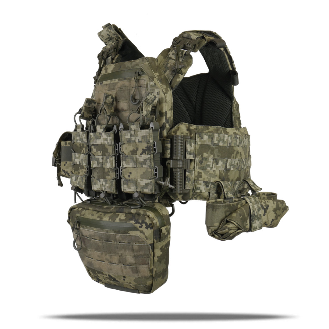 Комплект піксель Плитоноска Kiborg GU gen.2 + 8 підсумків | Виготовлений з Cordura 1000D + система Molle