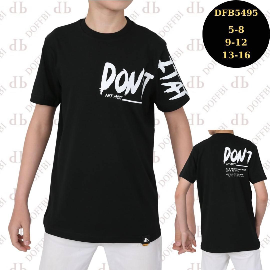 Чорна футболка для хлопчиків 158,164,170,176 зросту Doffbi Туреччина, фото 1