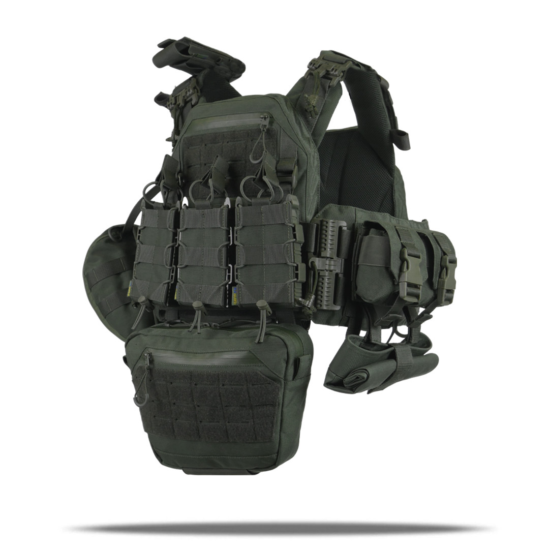 Комплект хакі Плитоноска Kiborg GU gen.2 + 8 підсумків | Виготовлений з Cordura 1000D + система Molle