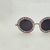 Солнцезащитные очки женские круглые L'aveugle Par Amour белые, стильные имиджевые очки с серыми линзами