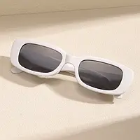 Стильные женские прямоугольные очки солнцезащитные, очки от солнца имиджевые Белые