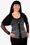 Блуза чорна в горошок ангора із сіточкою на рукавах жіноча бл 055, фото 2