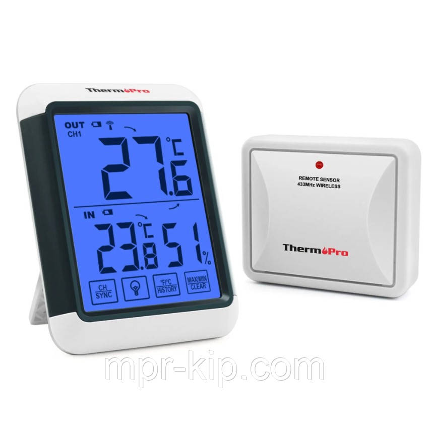 Термогігрометр ThermoPro TP-65S (-20 ~ +70°C; 10~99%; ±1.1°C; ±3%) з віддаленим датчиком температури до 60 м
