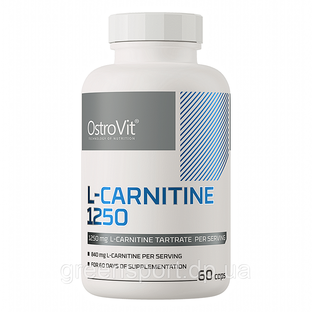OstroVit L-Carnitine 1250 mg 60 капсул, жиросжигатели для спортсменов, L-карнитин, для похудения - фото 1 - id-p2198986780