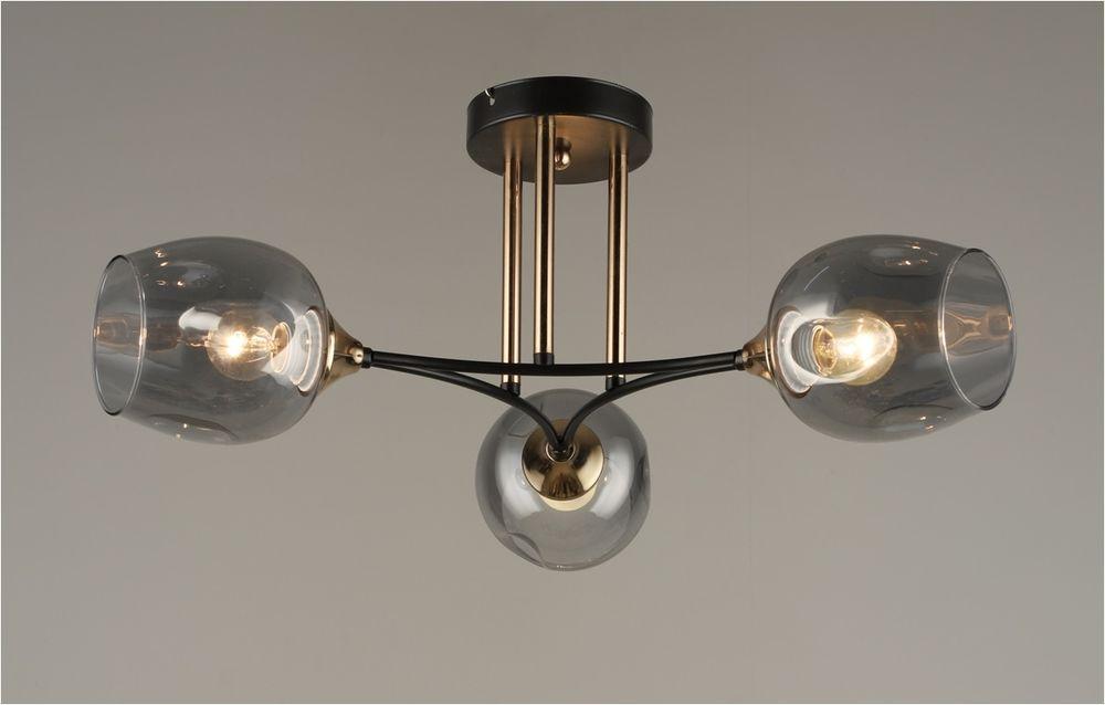 Потолочная люстра на три плафона черная D600*H235 E27