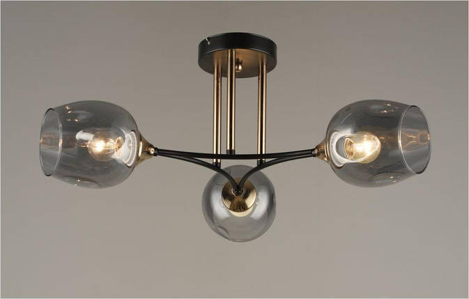Потолочная люстра на три плафона черная D600*H235 E27, фото 1