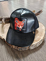 Кепка Бейсболка Тракер із сіткою Goorin Brothers Animal Farm Silver Fox з лисицею Чорна шкіра