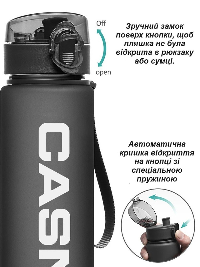 Пляшка для води CASNO 1050 мл KXN-1184 Сіра 5 5771915034 5771915034