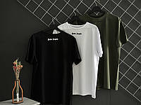 Комплект із трьох футболок Palm Angels чорна біла хакі футболка Палм Енджелс