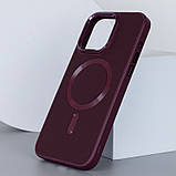 Шкіряний чохол Bonbon Leather Metal Style with MagSafe для Apple iPhone 15 (6.1") Бордовий / Plum, фото 4