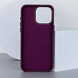 Шкіряний чохол Bonbon Leather Metal Style with MagSafe для Apple iPhone 15 (6.1") Бордовий / Plum, фото 3