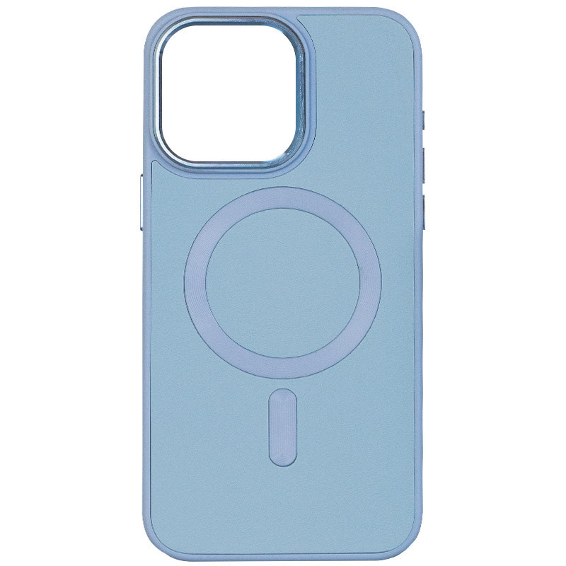 Шкіряний чохол Bonbon Leather Metal Style with MagSafe для Apple iPhone 15 Plus (6.7") Блакитний / Mist blue