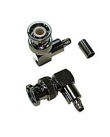 01-10-006. Штекер BNC (RG-58) під кабель, обтискний, кутовий, метал