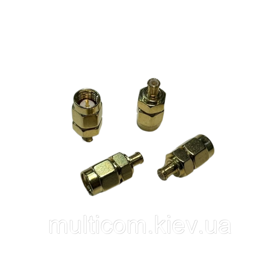 01-11-127. Перехідник штекер SMA — гніздо MCX, латунь