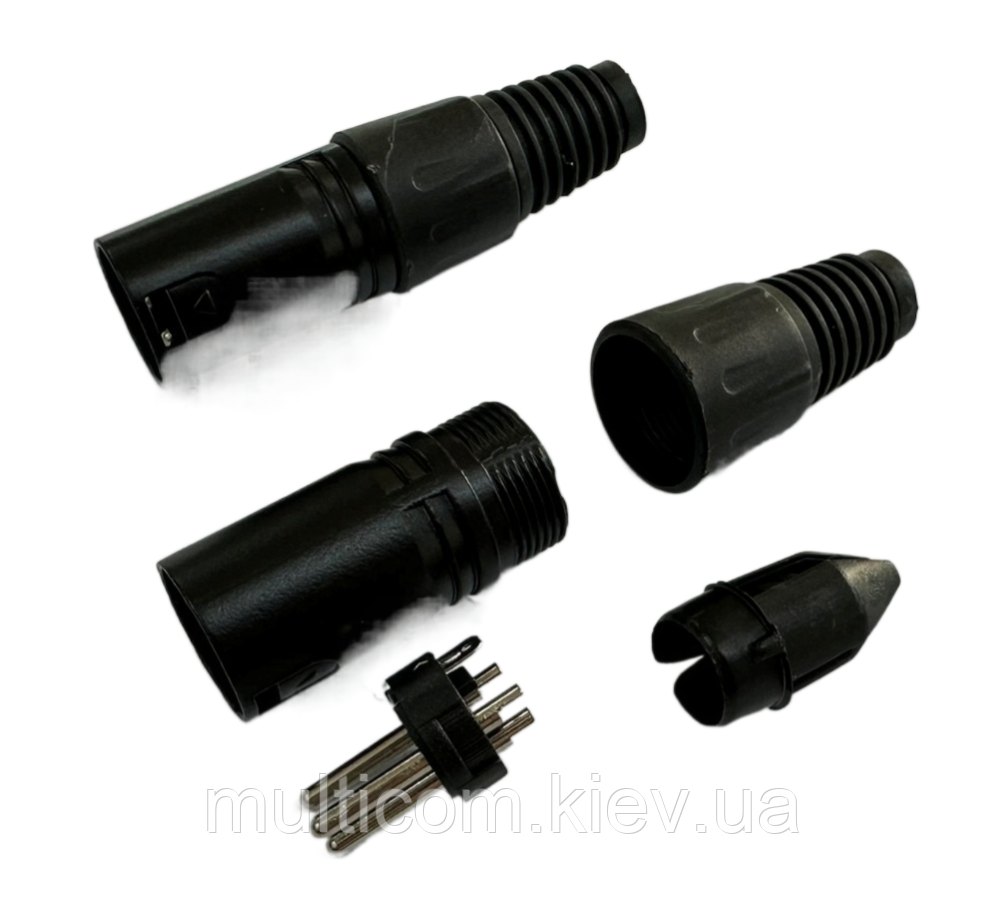 01-03-008. Штекер CANON (XLR) 3pin під кабель, корпус метал, gold pin, чорний