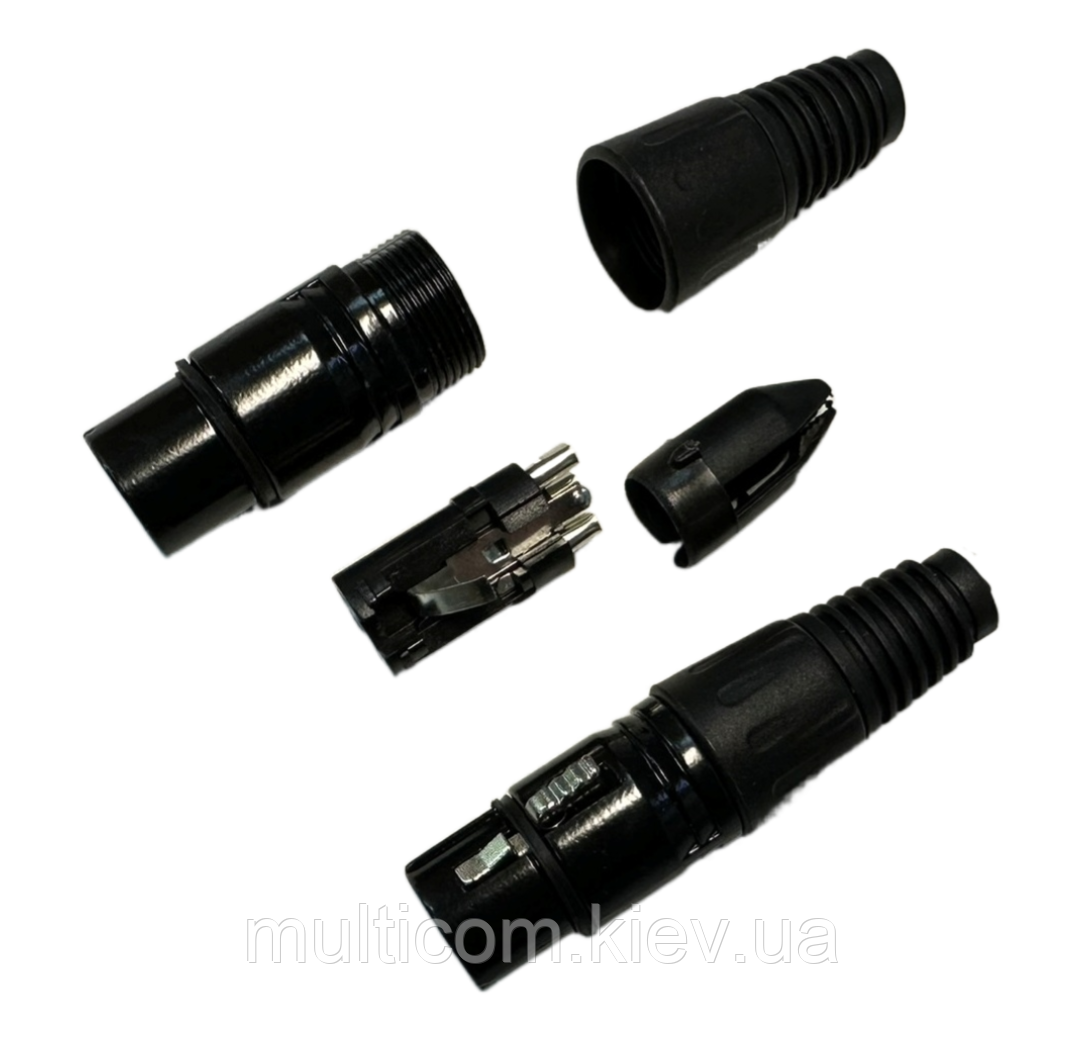 01-03-058. Гніздо CANON (XLR) 3pin під кабель, корпус метал, чорне