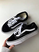 Жіночі кеди Vans Old Skool Platform Black White / Ванс Олд Скул Платформ Чорні з Білим