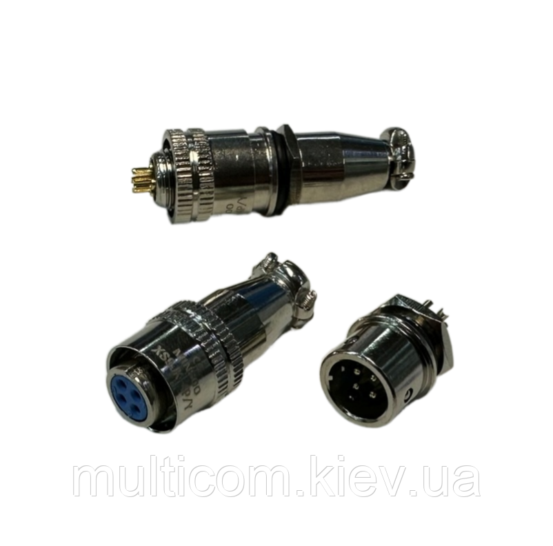 01-06-203. Роз'єм XS9 швидкорознімний 4pin, штекер кабельний + гніздо монтажне, фото 1