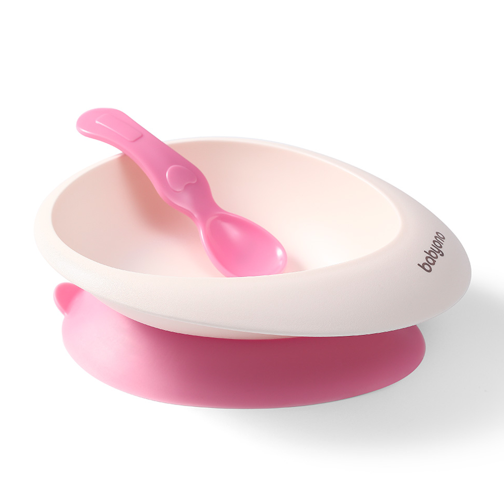 Мисочка з присоскою та ложечкою (Рожевий) BabyOno (5901435413791)