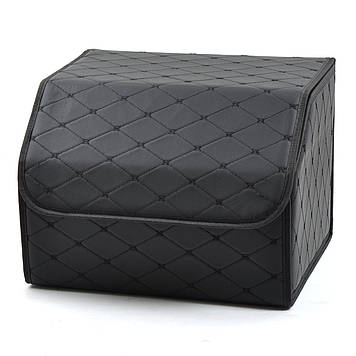 Саквояж-органайзер у багажник 400х300х250мм  Чорний ромб шкірзам,чорна нитка