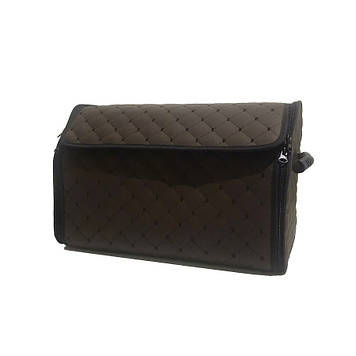 Саквояж-органайзер у багажник 600х300х250мм Коричневий шкірзам 1відділ/пласт.ручки/липучки