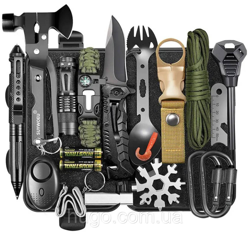 Туристичний набір для виживання Black Shark, 19в1 / Набір інструментів для кемпінгу / Похідний набір, фото 1