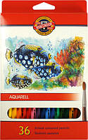Олівці акварельні кольорові Koh-i-noor MONDELUZ «Рибки» 36 кольорів (3719_р)