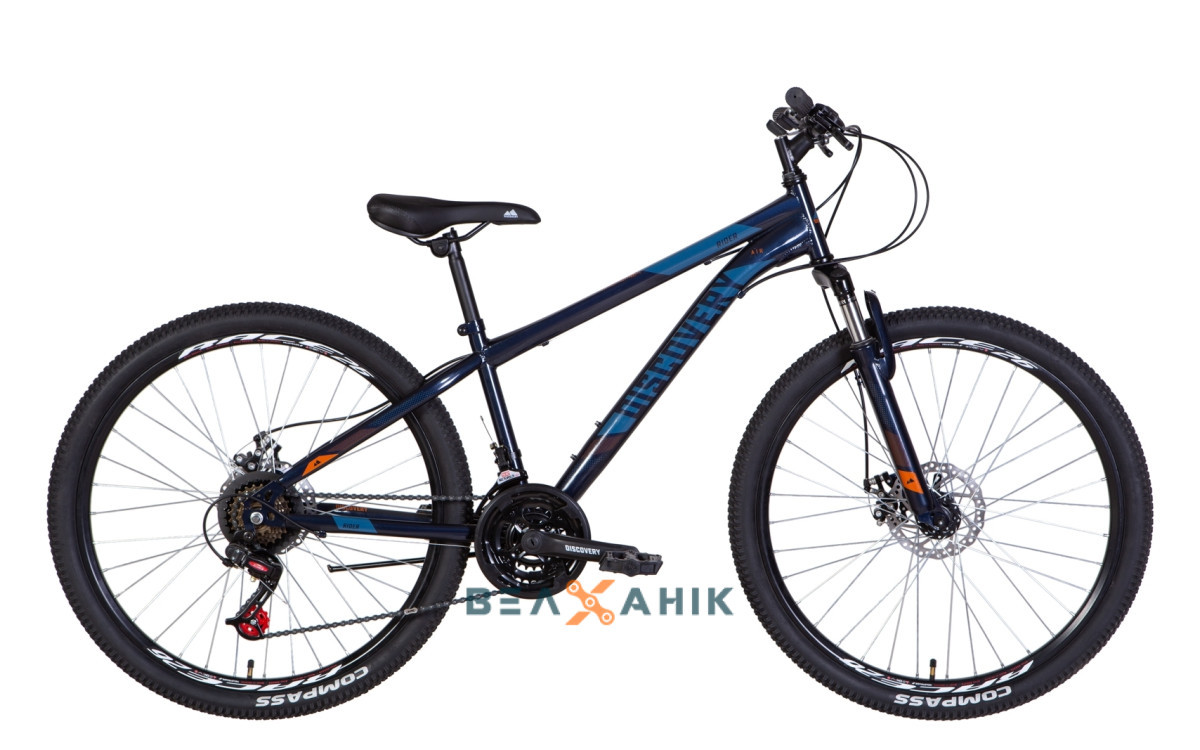 Велосипед 26" Discovery RIDER AM DD (рама 16") темно-синій з помаранчевим мат