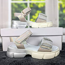 Босоніжки дитячі для дівчинки бежеві Канарейка 5351 34