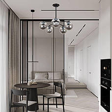 Чорна люстра з графітових кульок на 5 ламп (52-F150-5 BK+BK), фото 4