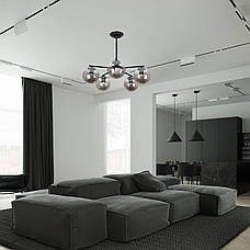 Чорна люстра з графітових кульок на 5 ламп (52-F150-5 BK+BK), фото 5