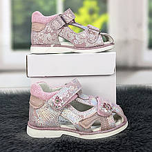 Дитячі босоніжки для дівчинки рожеві закриті Kimboo 5354 23