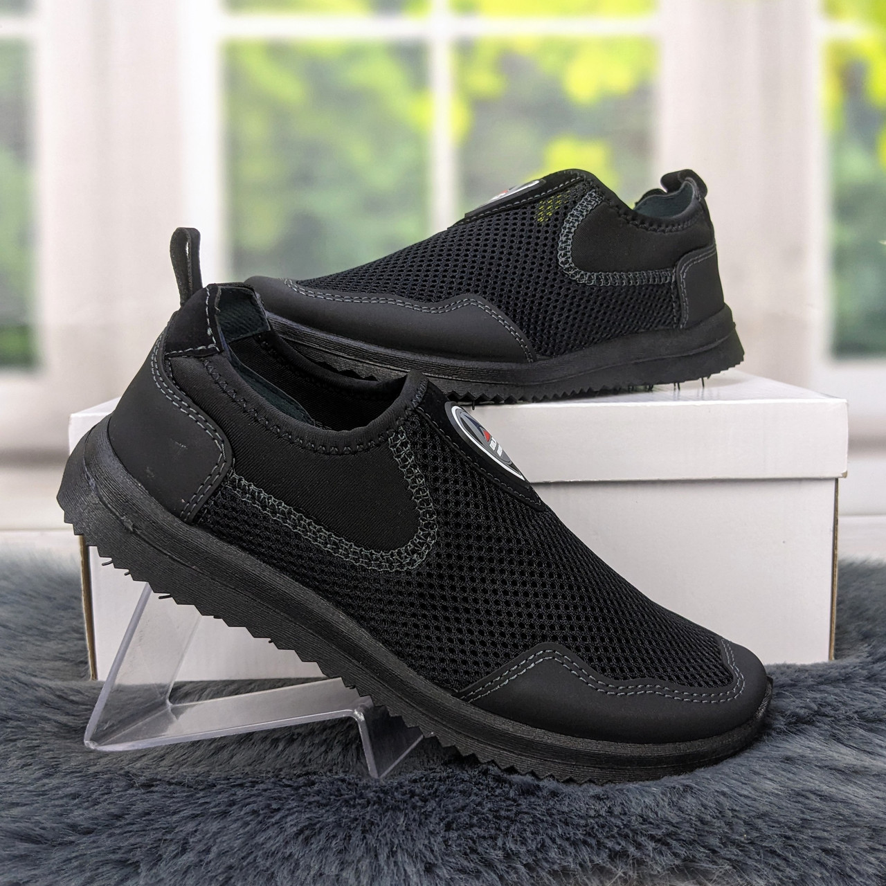 Кросівки підліткові для хлопчика Dago Style чорні з сіткою 5356, фото 1