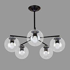 Чорна люстра з прозорих кульок на 5 ламп (52-F150-5 BK+CL), фото 3