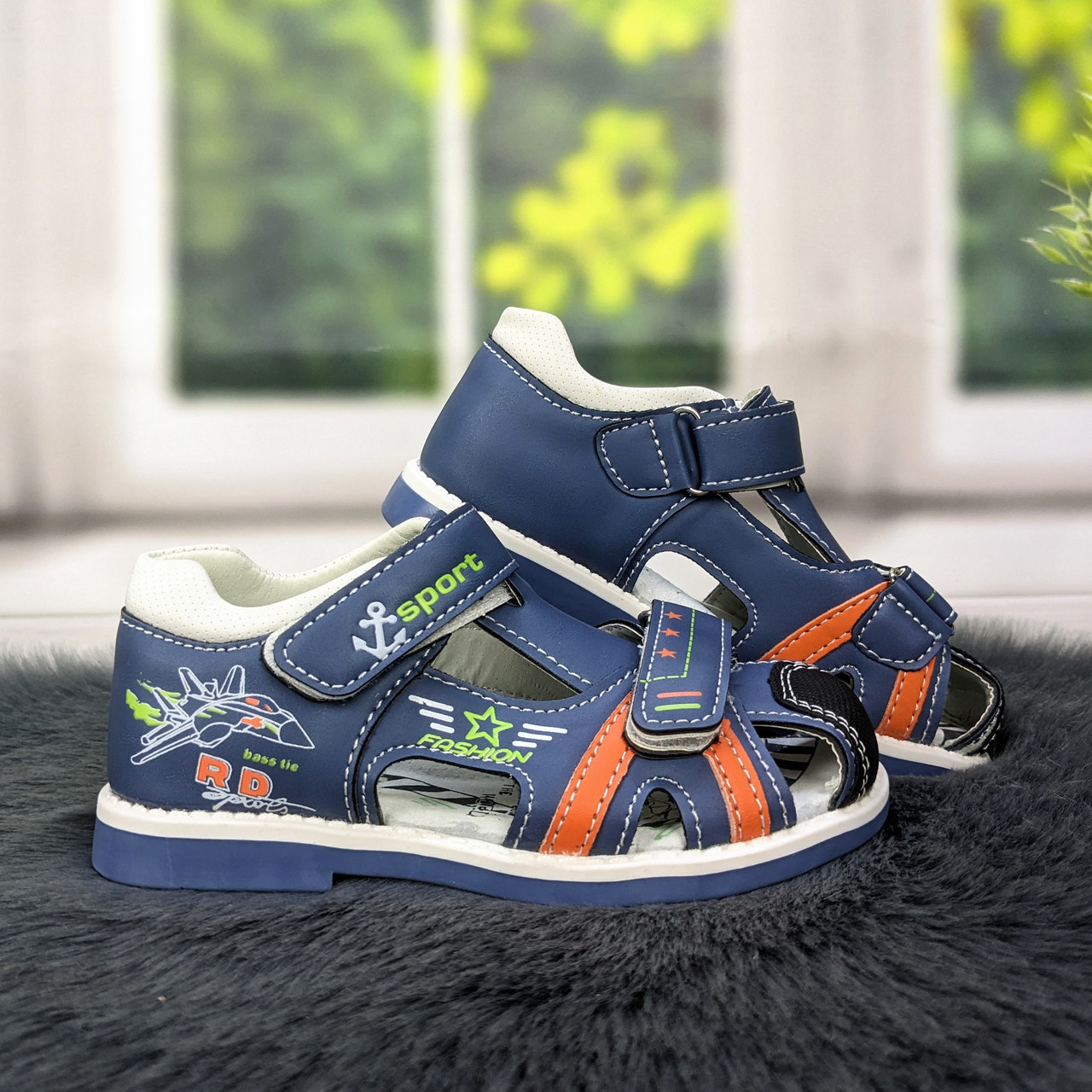 Босоніжки дитячі сандалії для хлопчика із закритою п'ятою та носком сині СВТ.Т 5362, фото 1