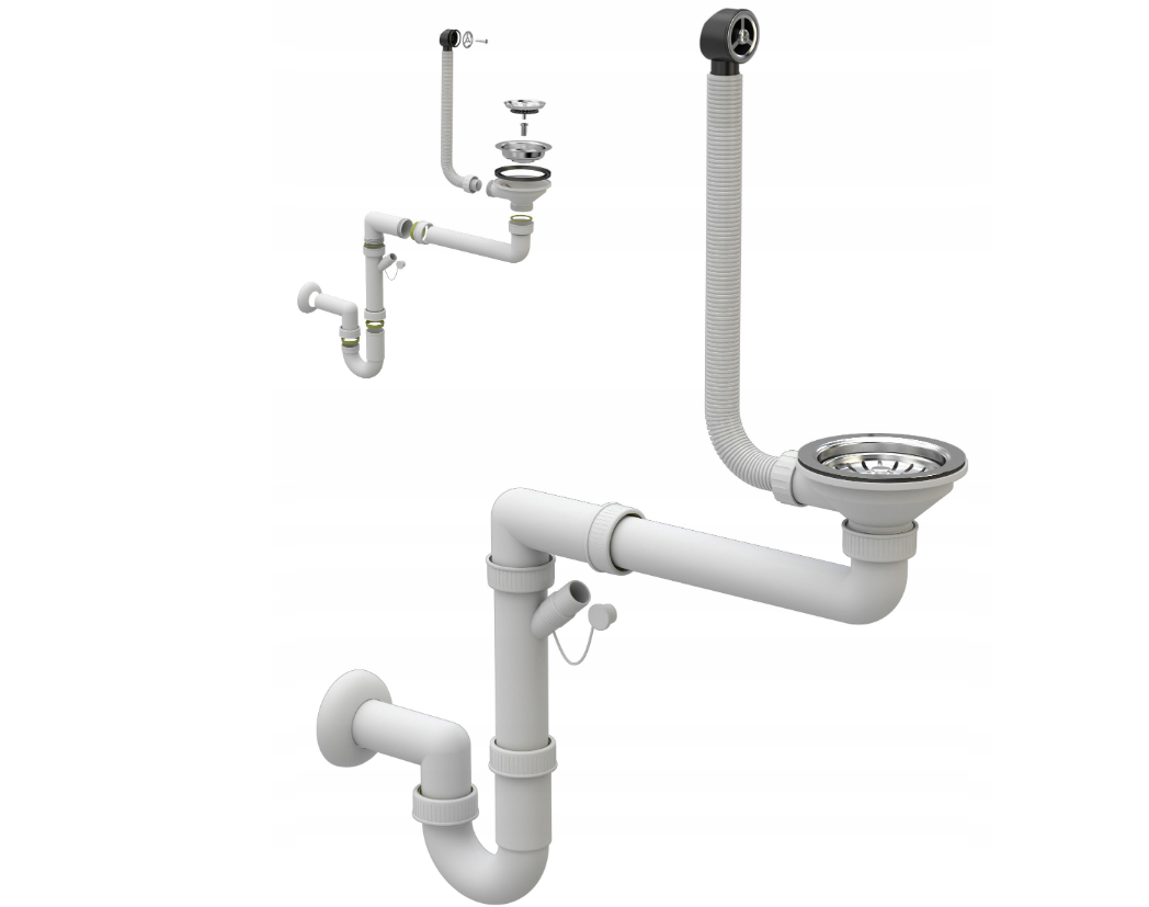 Сифон  1M11CH для кухонної мийки, універсальний