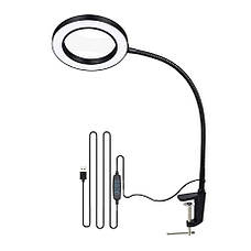 Гнучка настільна лампа-лупа (лінза) FS-059 з підсвічуванням, на струбцині + USB, 12 Вт - для освітлення, фото 3