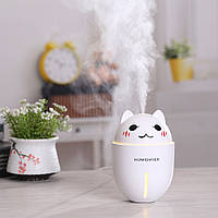 Увлажнитель воздуха Котик для детей с подсветкой Humidifier Ночник ультразвуковой ночник-лампа бытовой 2 в 1 Белый