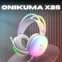 Ігрові навушники з підсвічуванням Onikuma X25 накладні геймерські провідні з мікрофоном для Android/ПК/PS4/Xbox