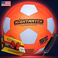 Футбольный мяч со светодиодной подсветкой NIGHTMATCH Официальный размер 5 Дополнительный насос и батарейки*