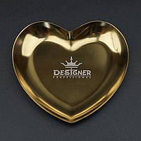 Металлический лоток (9,3х9,3см.) для инструментов, аксессуаров, декора "Сердце" Дизайнер, Золото - Н