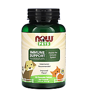 Иммунитет поддержка для кошек и собак, Immune Support For Dogs Cats, Now Foods, 90 жевательных таблеток