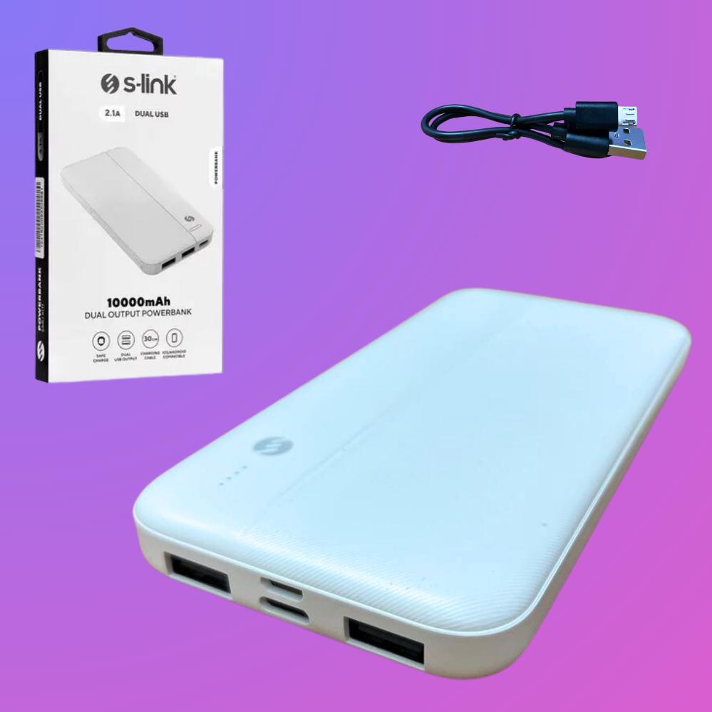Повербанк Power Bank S-link 10000 mAh Зовнішній акумулятор з дисплеєм Білий