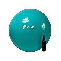 М'яч для фітнесу (фітбол) WCG 65 Anti-Burst 300кг Бірюзовий + насос