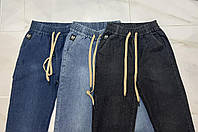 Модные удобные джинсы МОМ хорошо тянутся большие размеры 44-64 синие