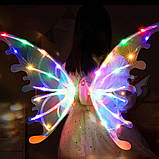 Світлодіодні крила метелика для дівчинки 78 см світяться з музикою з функцією руху на ремінцях, фото 2