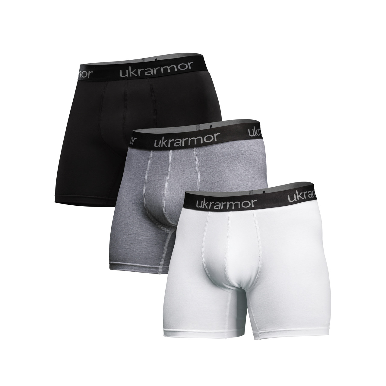 Комплект чоловічих трусів Soldier's Boxer (3 шт). Матеріал Charged Cotton. Чорний - Сірий - Білий. Розмір S