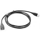 Кабель подовжувач USB 2.0 AM/AF 1.5m чорний + ферит