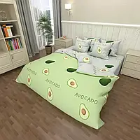 Ткань для постельного белья Бязь "Gold" Lux GL7714 (A+B) - (50м+50м) авокадо на зеленом и сером